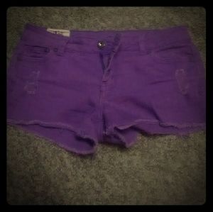 Purple jean shorts